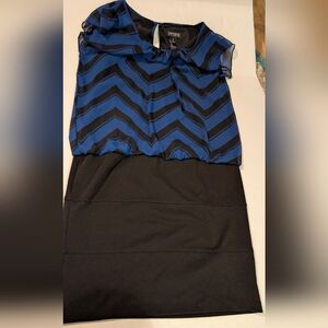 Enfocus Studio Blue and Black Chevron Sz 8 Dress